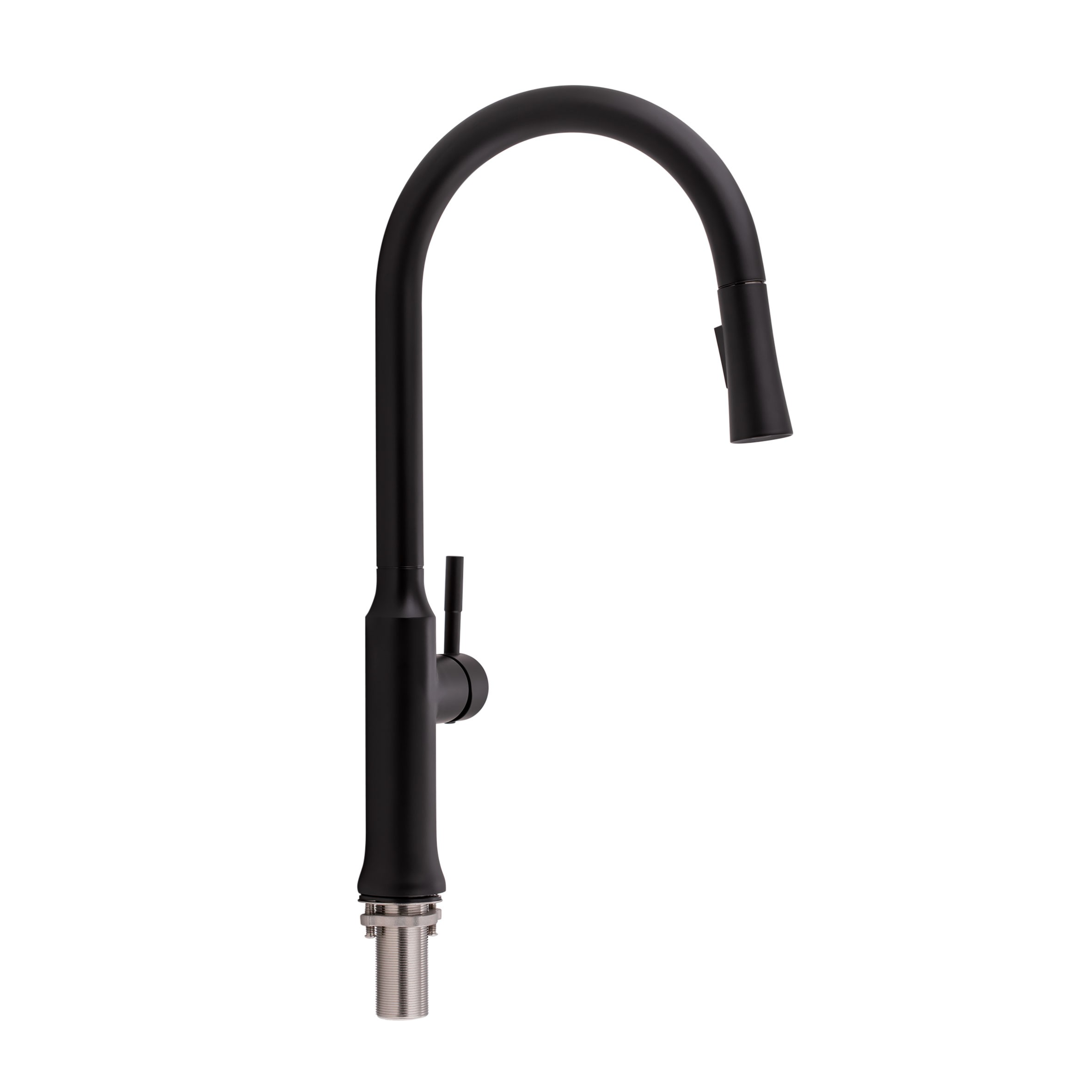 Змішувач для кухні Qtap Baruska з висувним виливом Black Matt (QTBAR9137103UB)