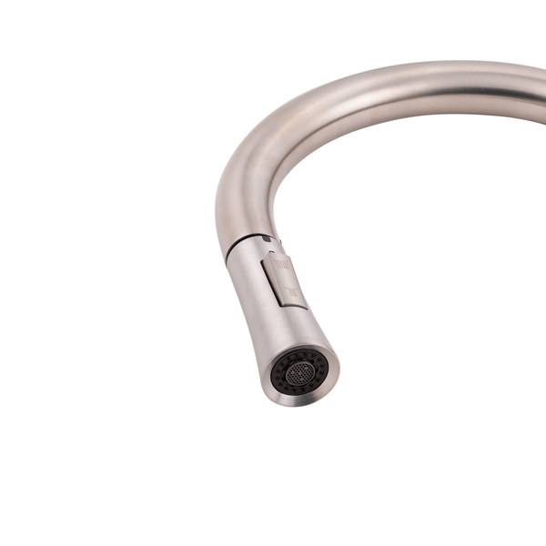 Змішувач для кухні Qtap Baruska з висувним виливом Brushed Nickel PVD (QTBAR9137103UN)
