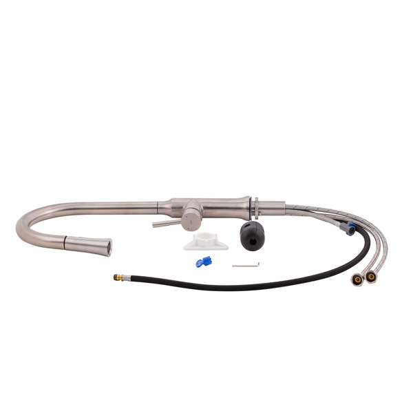 Змішувач для кухні Qtap Baruska з висувним виливом Brushed Nickel PVD (QTBAR9137103UN)