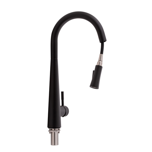 Змішувач для кухні Qtap Evicka з висувним виливом Black Matt (QTEVI9135103UB)