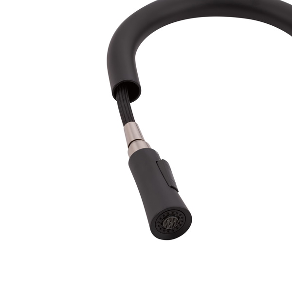 Змішувач для кухні Qtap Evicka з висувним виливом Black Matt (QTEVI9135103UB)