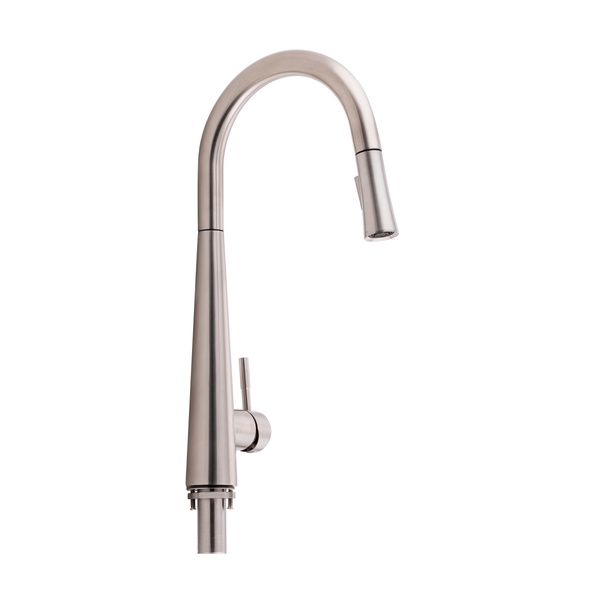 Змішувач для кухні Qtap Evicka з висувним виливом Brushed Nickel PVD (QTEVI91103UN)