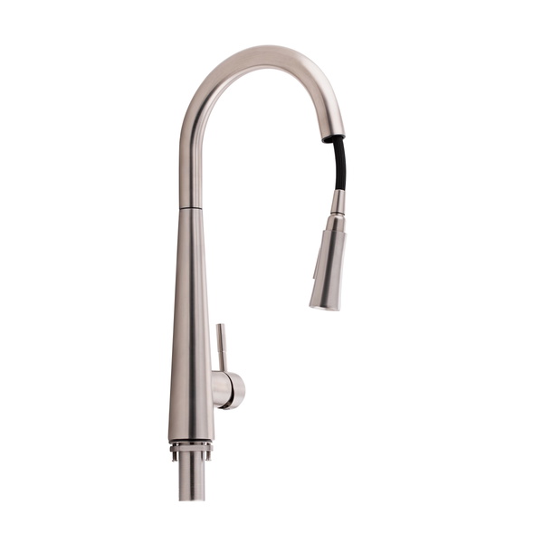 Змішувач для кухні Qtap Evicka з висувним виливом Brushed Nickel PVD (QTEVI91103UN)