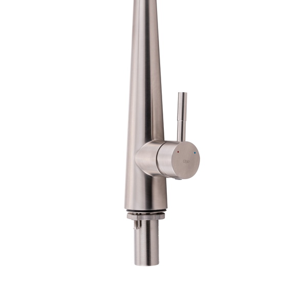 Змішувач для кухні Qtap Evicka з висувним виливом Brushed Nickel PVD (QTEVI91103UN)
