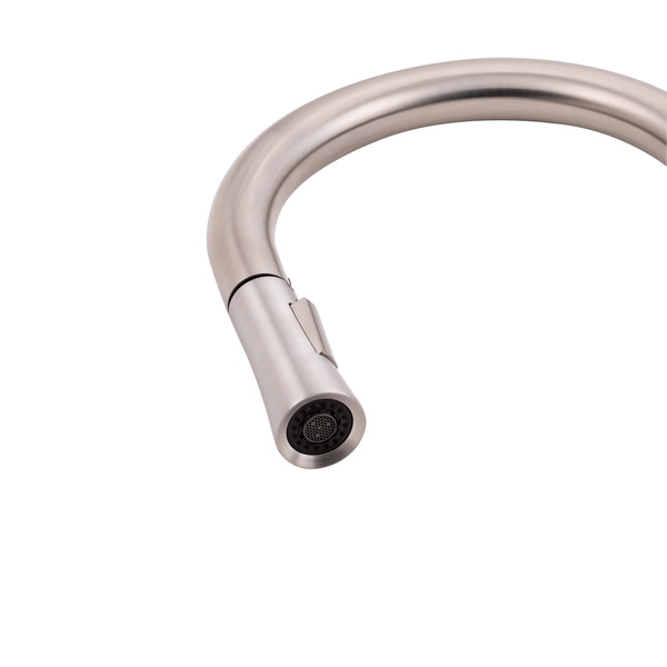 Змішувач для кухні Qtap Evicka з висувним виливом Brushed Nickel PVD (QTEVI91103UN)