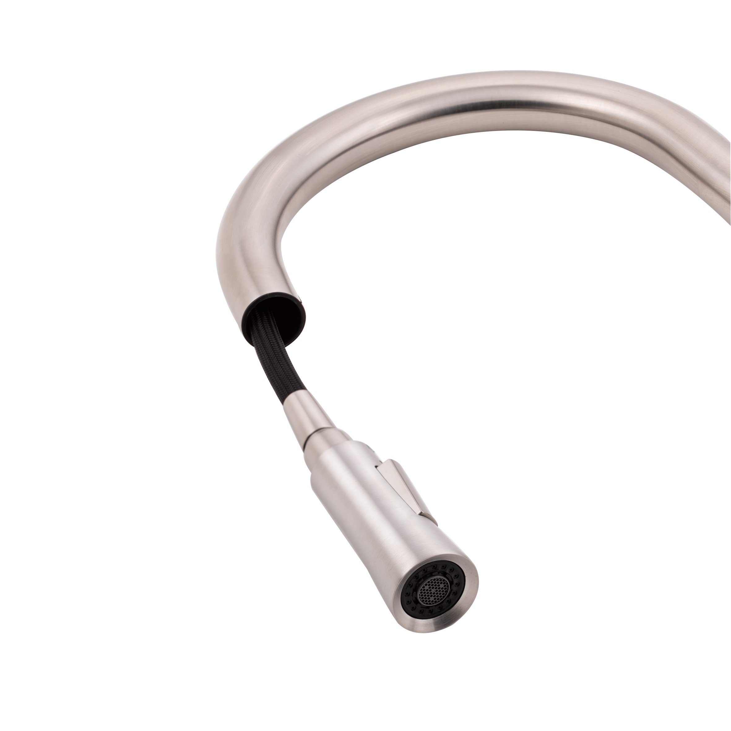 Змішувач для кухні Qtap Evicka з висувним виливом Brushed Nickel PVD (QTEVI91103UN)