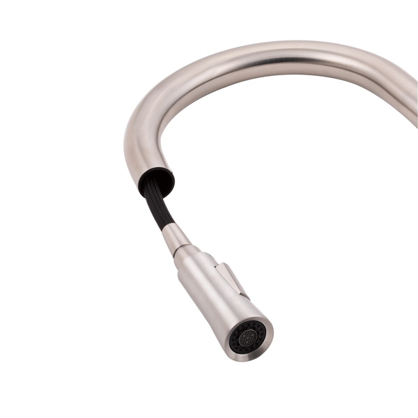 Змішувач для кухні Qtap Evicka з висувним виливом Brushed Nickel PVD (QTEVI91103UN)