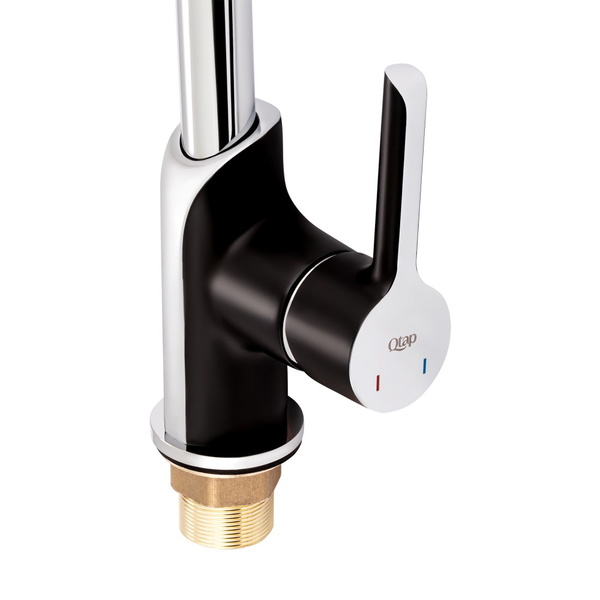 Змішувач для кухні Qtap Grand Chrome/Black (QTGRABCR007F)