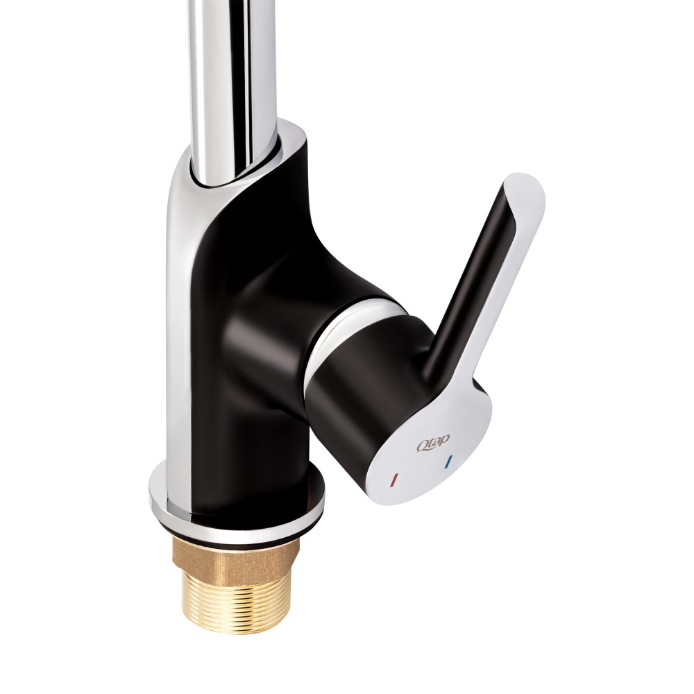 Змішувач для кухні Qtap Grand Chrome/Black (QTGRABCR007F)