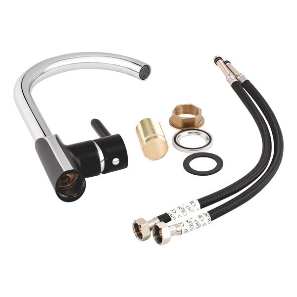 Змішувач для кухні Qtap Grand Chrome/Black (QTGRABCR007F)
