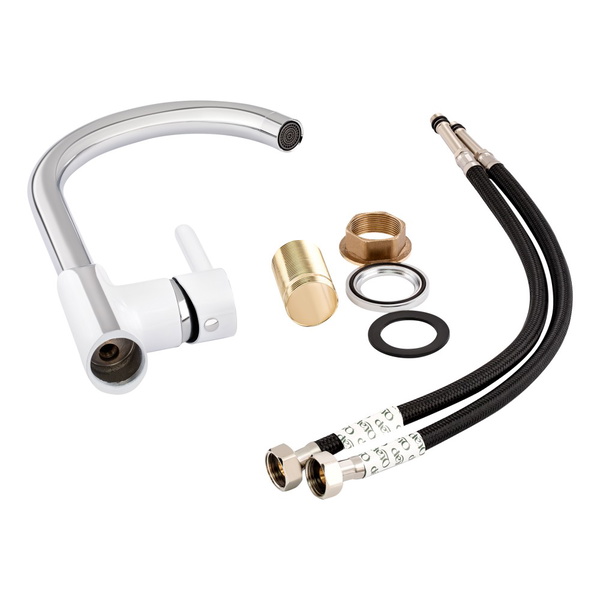 Смеситель для кухни Qtap Grand Chrome/White (QTGRAWCR007F)