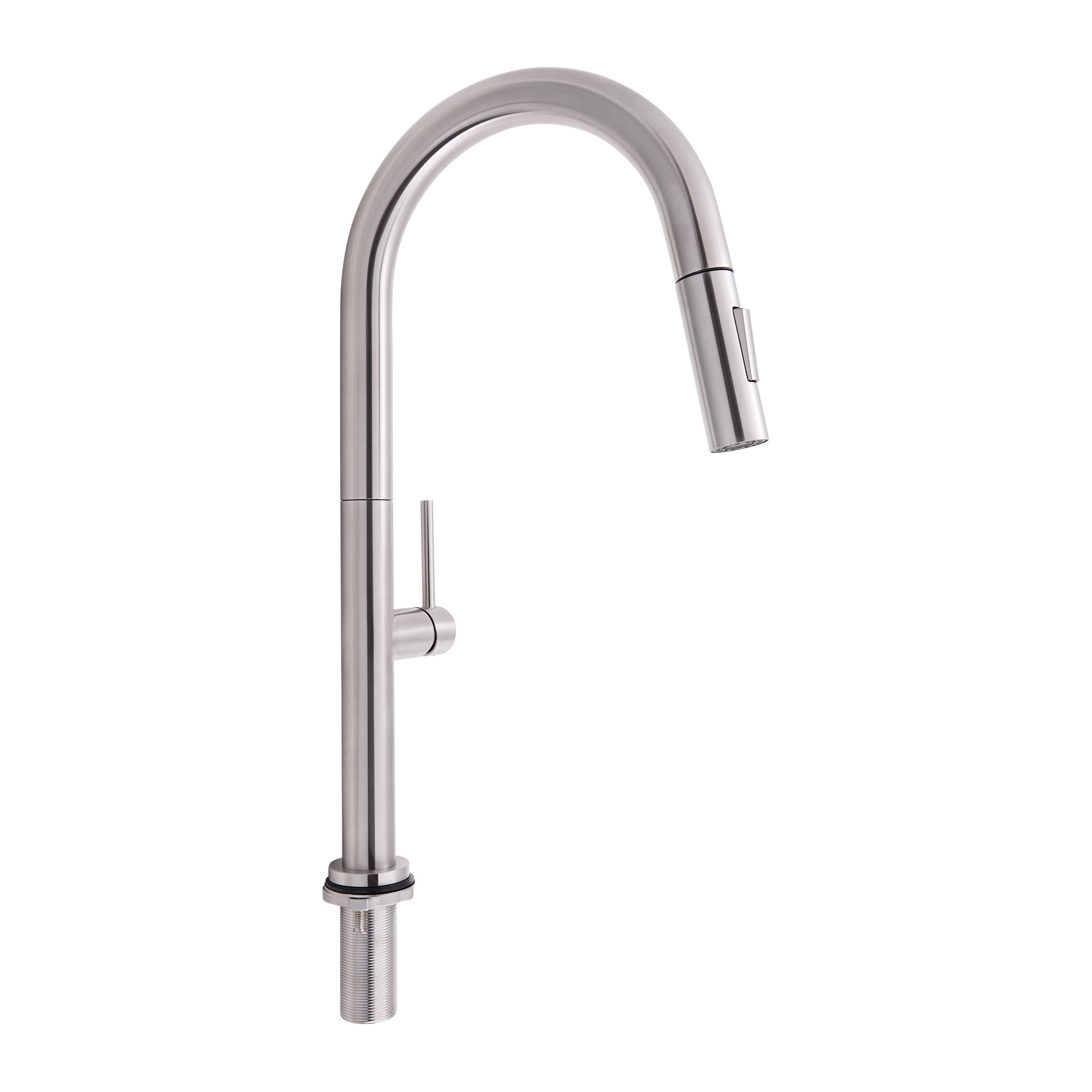 Змішувач для кухні Qtap Lenicka з висувним виливом Brushed Nickel PVD (QTLEN9138103UN)