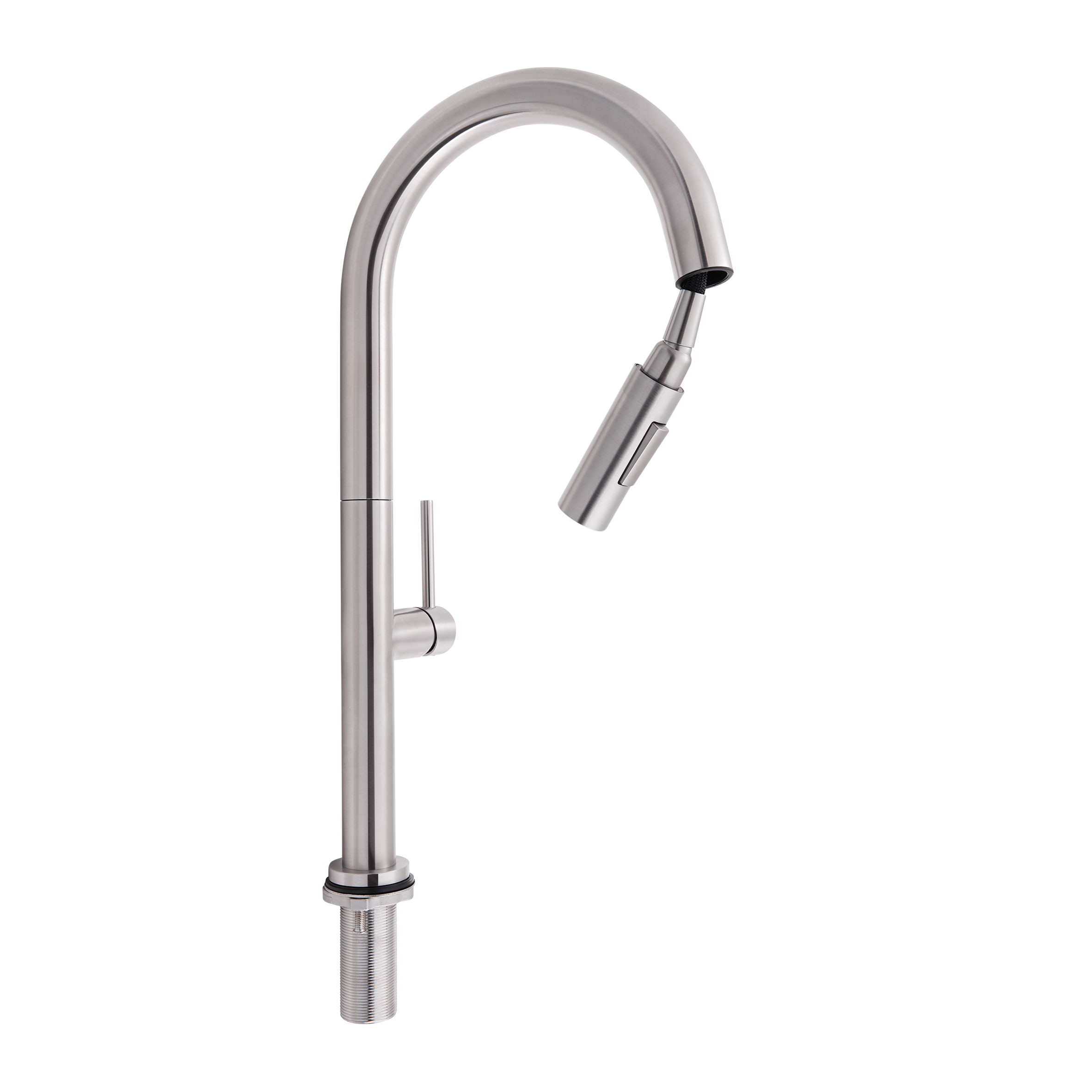 Змішувач для кухні Qtap Lenicka з висувним виливом Brushed Nickel PVD (QTLEN9138103UN)