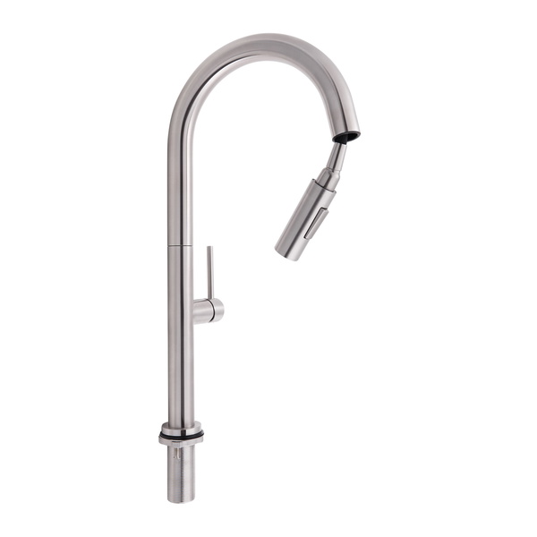Змішувач для кухні Qtap Lenicka з висувним виливом Brushed Nickel PVD (QTLEN9138103UN)