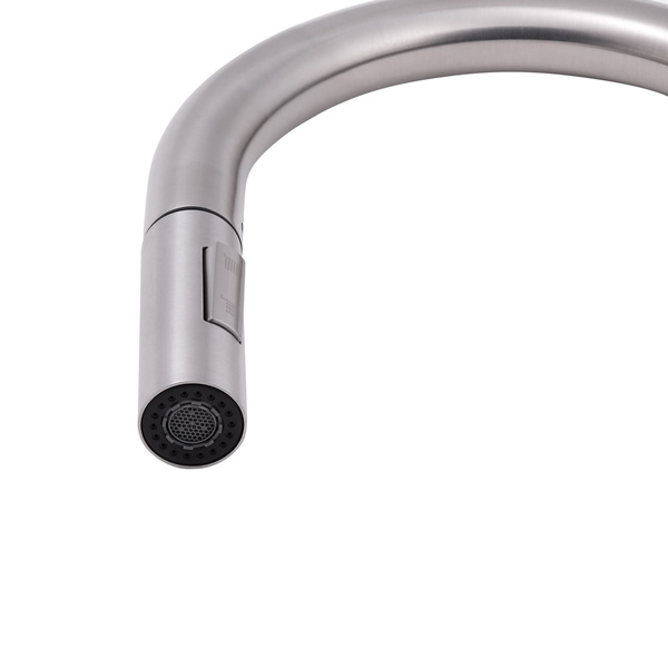 Змішувач для кухні Qtap Lenicka з висувним виливом Brushed Nickel PVD (QTLEN9138103UN)