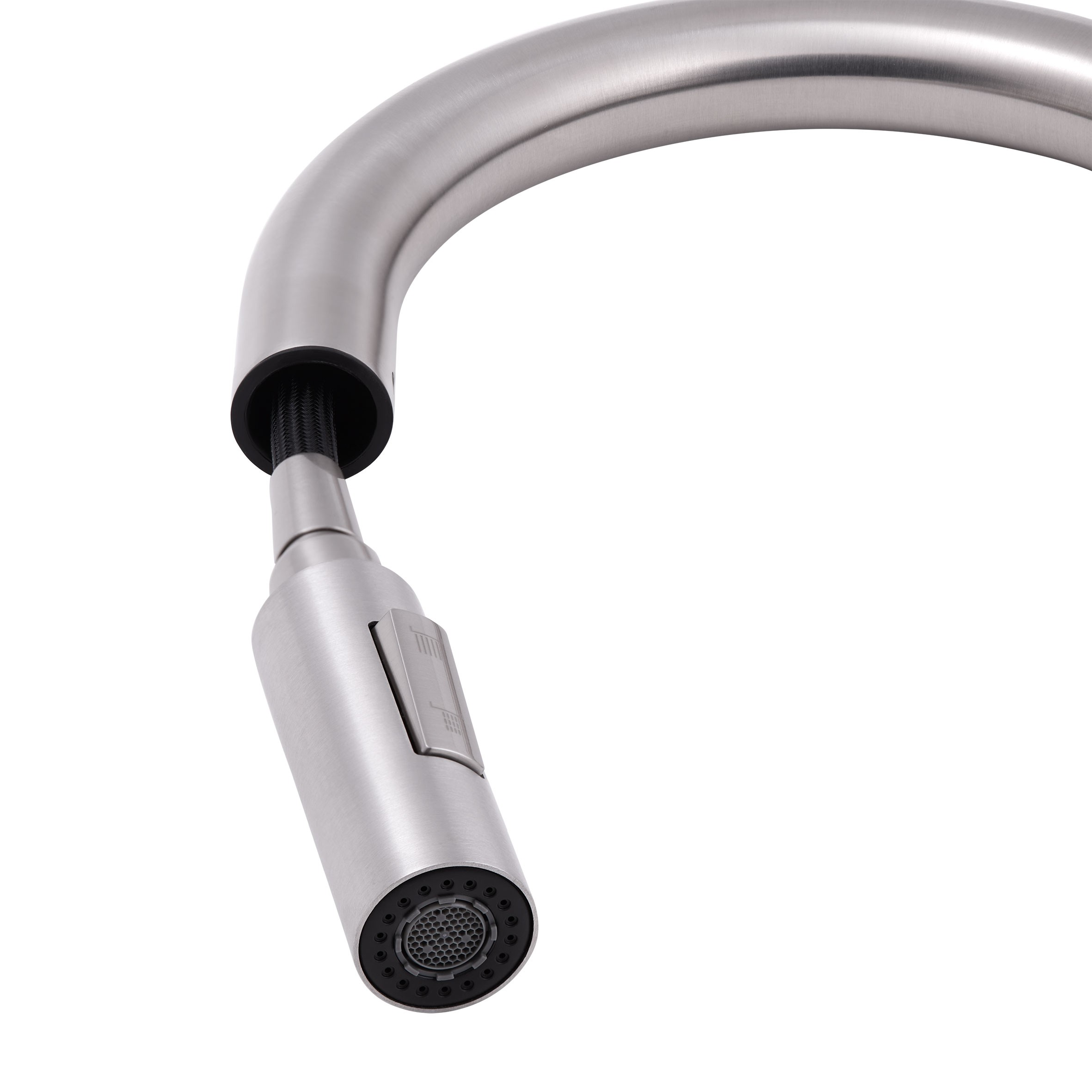 Змішувач для кухні Qtap Lenicka з висувним виливом Brushed Nickel PVD (QTLEN9138103UN)