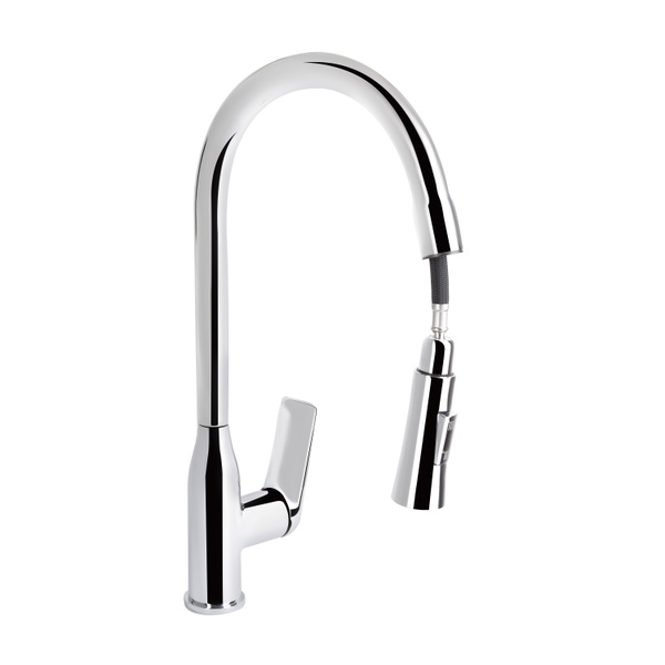 Змішувач для кухні Qtap Vlasta New з висувним виливом Chrome (QTVLA344CRM45646)