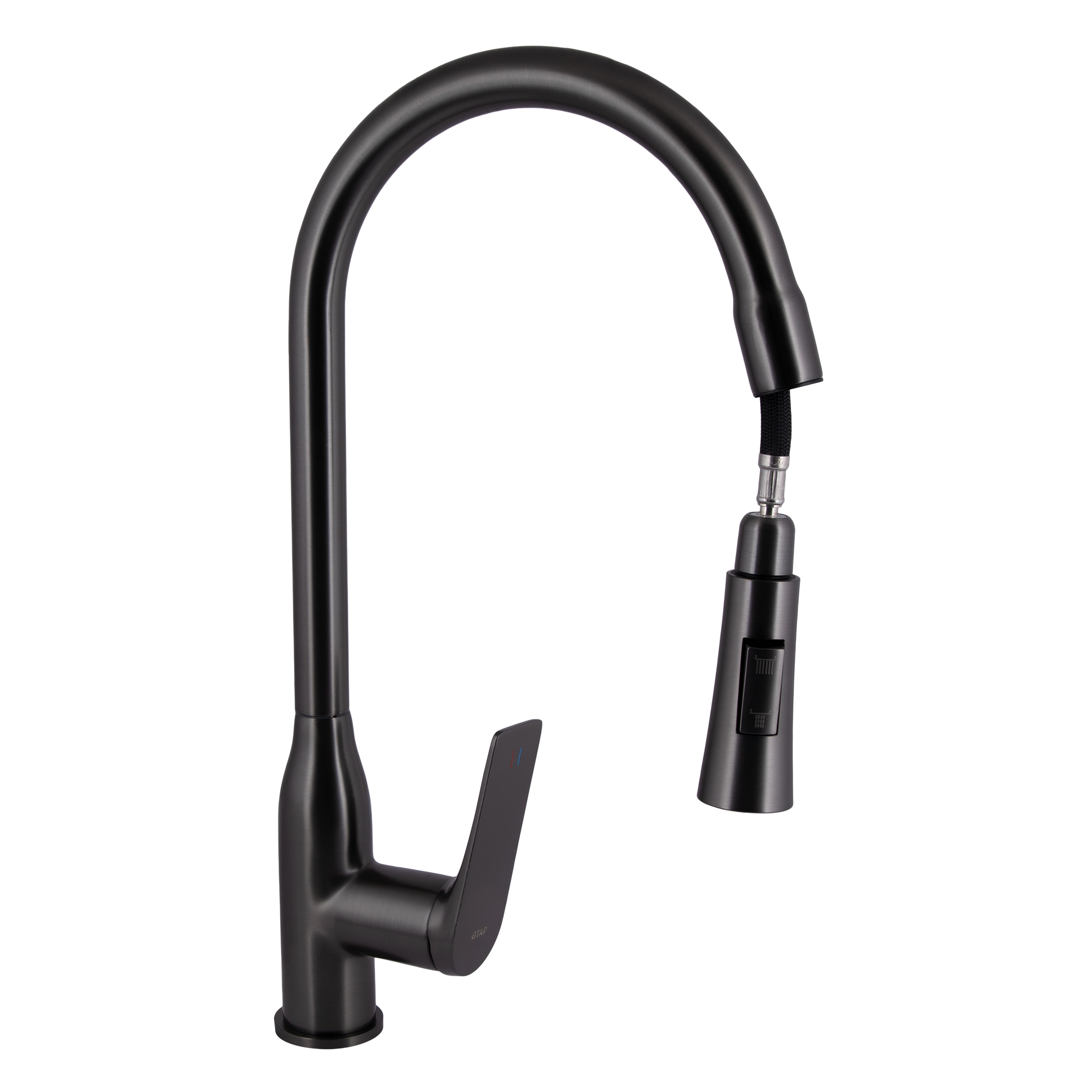 Змішувач для кухні Qtap Vlasta New з висувним виливом Gunmetal Black PVD (QTVLA344GMB45647)