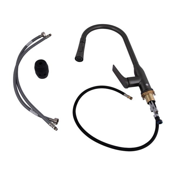 Змішувач для кухні Qtap Vlasta New з висувним виливом Gunmetal Black PVD (QTVLA344GMB45647)