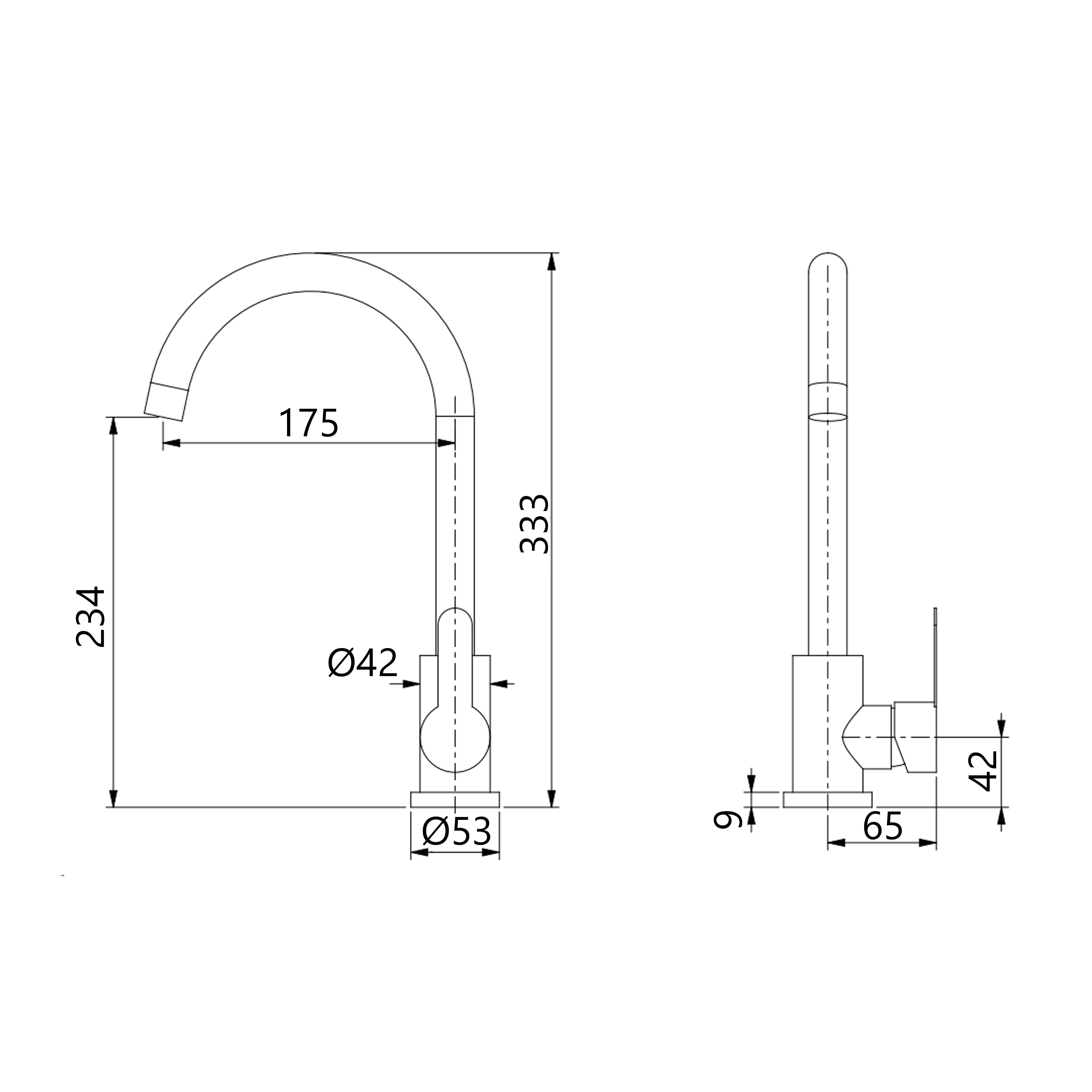 Змішувач для кухні U-образний Brinex Pure 015F U-образний Chrome (BRIPUR015FCRM)