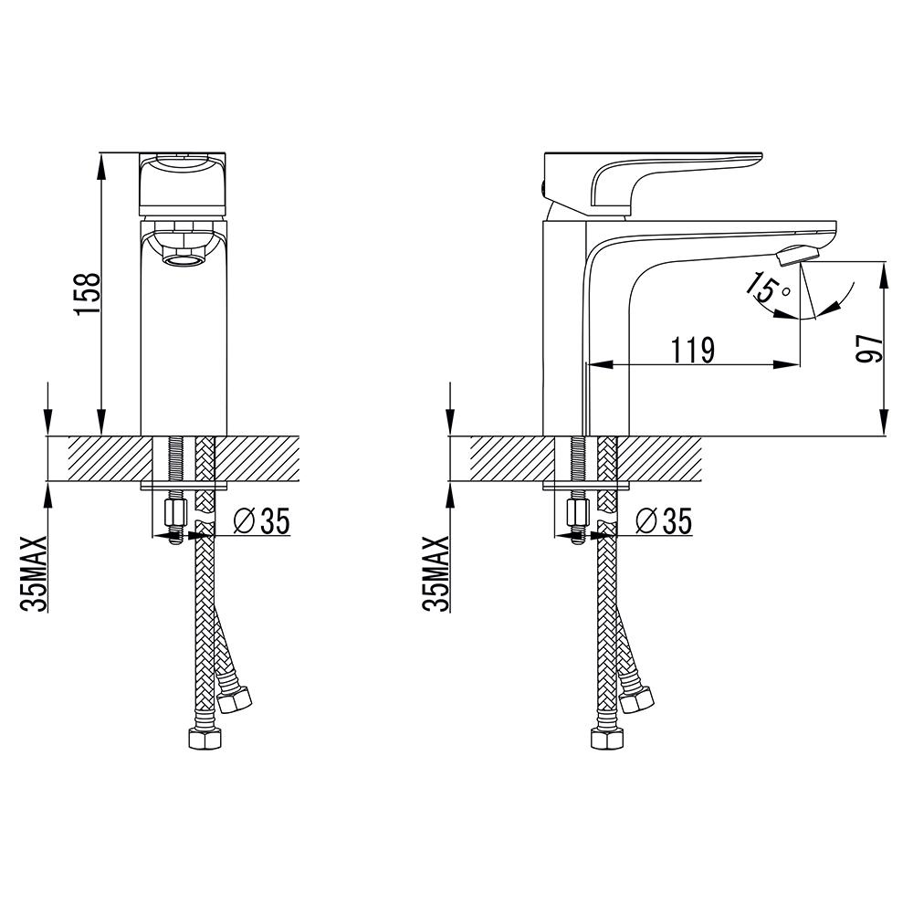 Змішувач для раковини Corso Maggiore Ø40 литий на шпильці