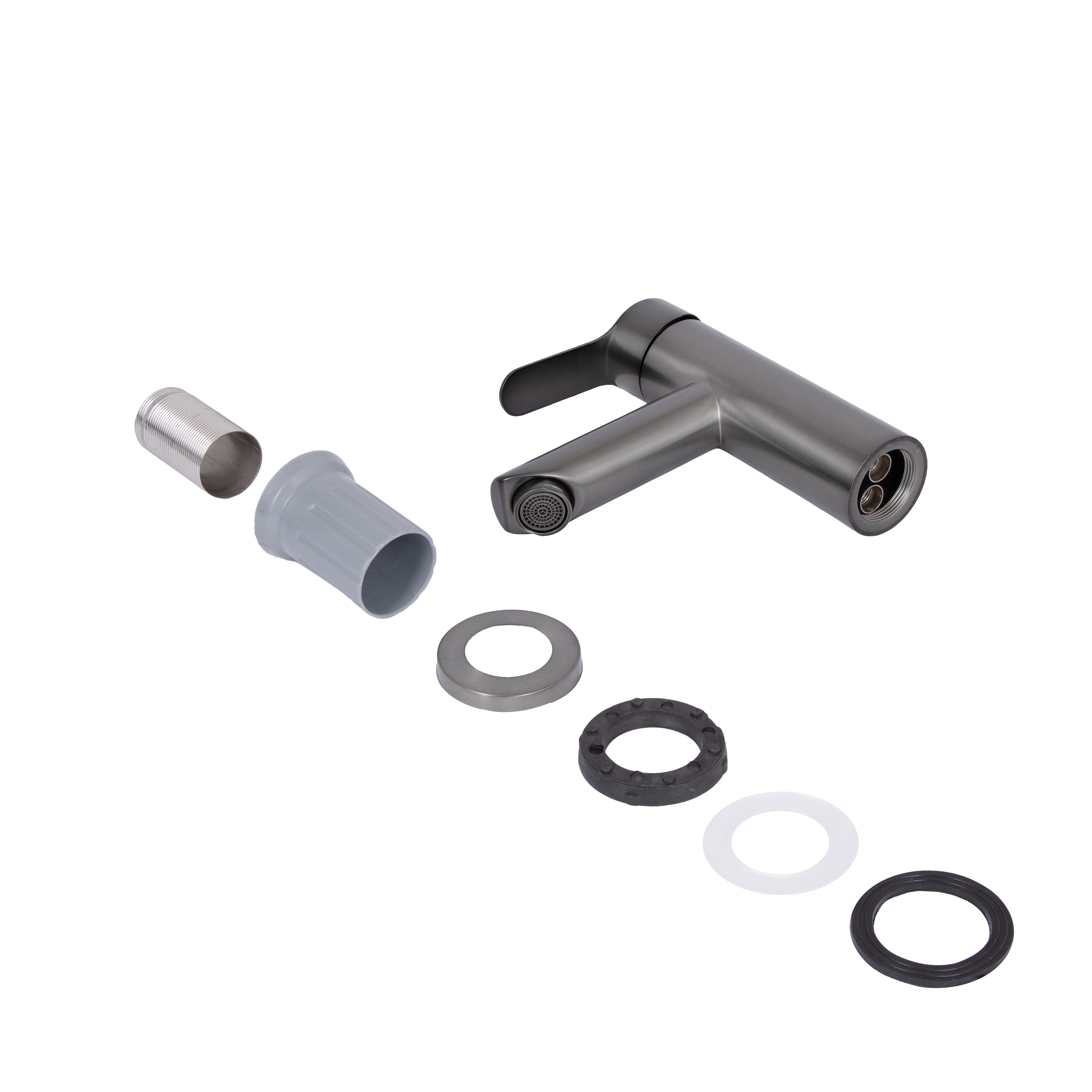 Змішувач для раковини Brinex Pure 001F низький Gunmetal Black (BRIPUR001FGRP)