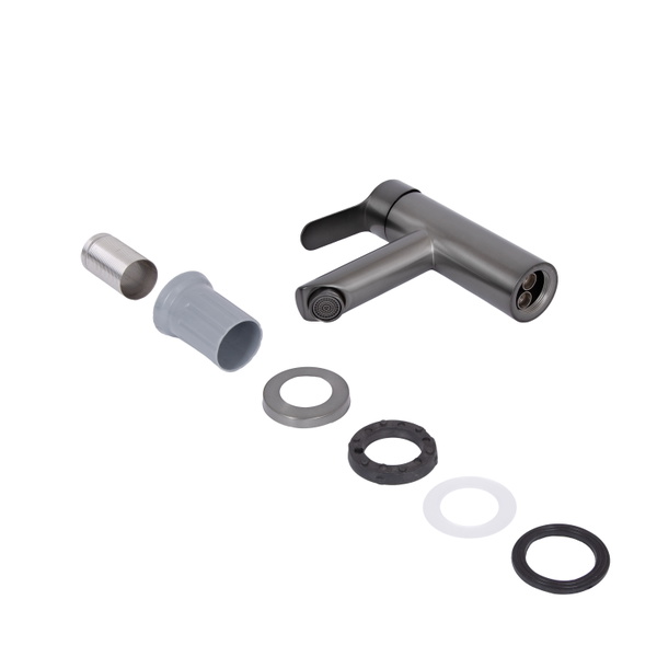 Змішувач для раковини Brinex Pure 001F низький Gunmetal Black (BRIPUR001FGRP)