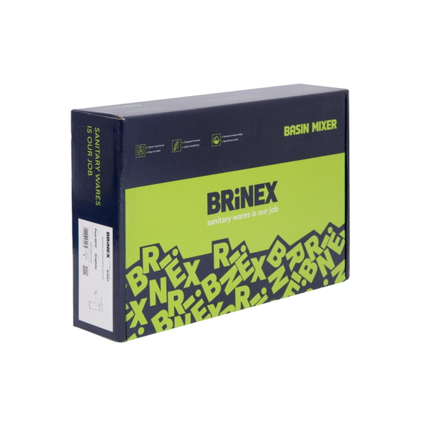 Змішувач для раковини Brinex Pure 001F низький Gunmetal Black (BRIPUR001FGRP)