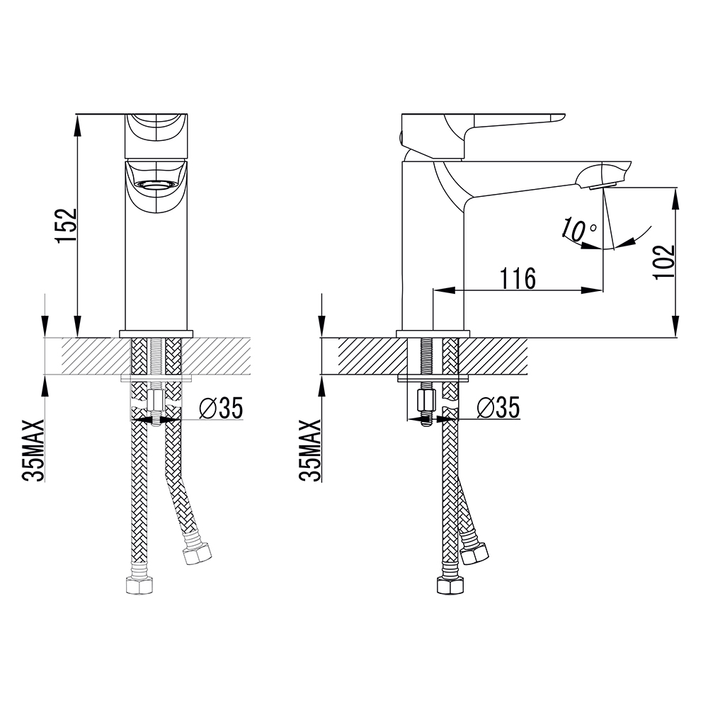 Змішувач для раковини Corso Garda литий на шпильці Ø35 мм