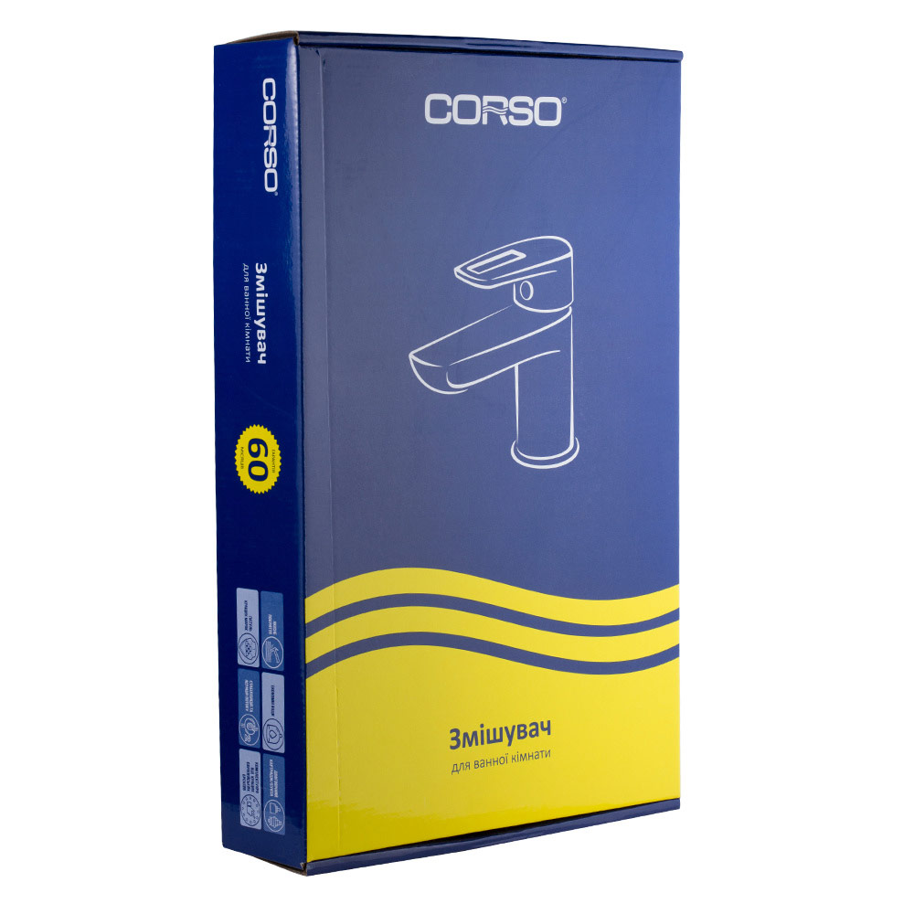 Змішувач для раковини Corso Marmore високий литий на гайці Ø35 мм