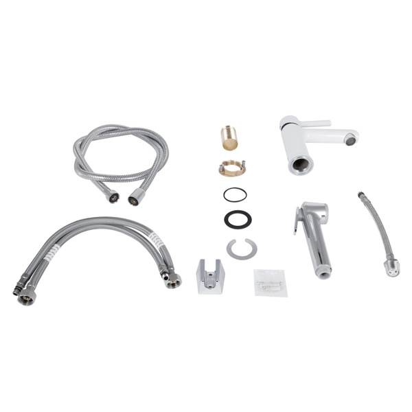 Змішувач для раковини Qtap Grand (з гігієнічним душем) Chrome/White (QTGRA272CRW45671)