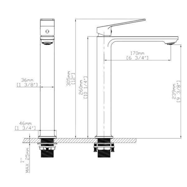 Змішувач для раковини високий Qtap Capricorn, Chrome (k26) (QTCAP1060H102C48220)