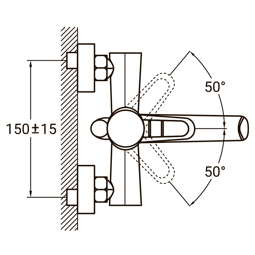 Змішувач для ванни Aquatica HK гусак прямий 150мм дивертор вбудований картриджний Ø35 мм