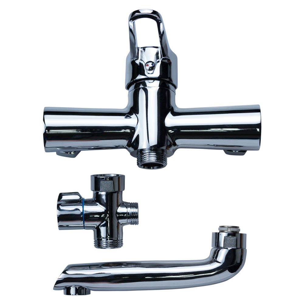 Смеситель для ванны Aquatica HL гусак прямой 150мм дивертор выносной картриджный Ø35 мм