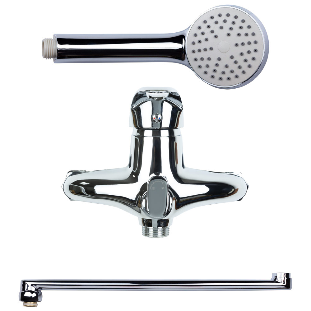 Змішувач для ванни Aquatica NK вилив прямий 350мм дивертор вбудований картриджний Ø40 мм