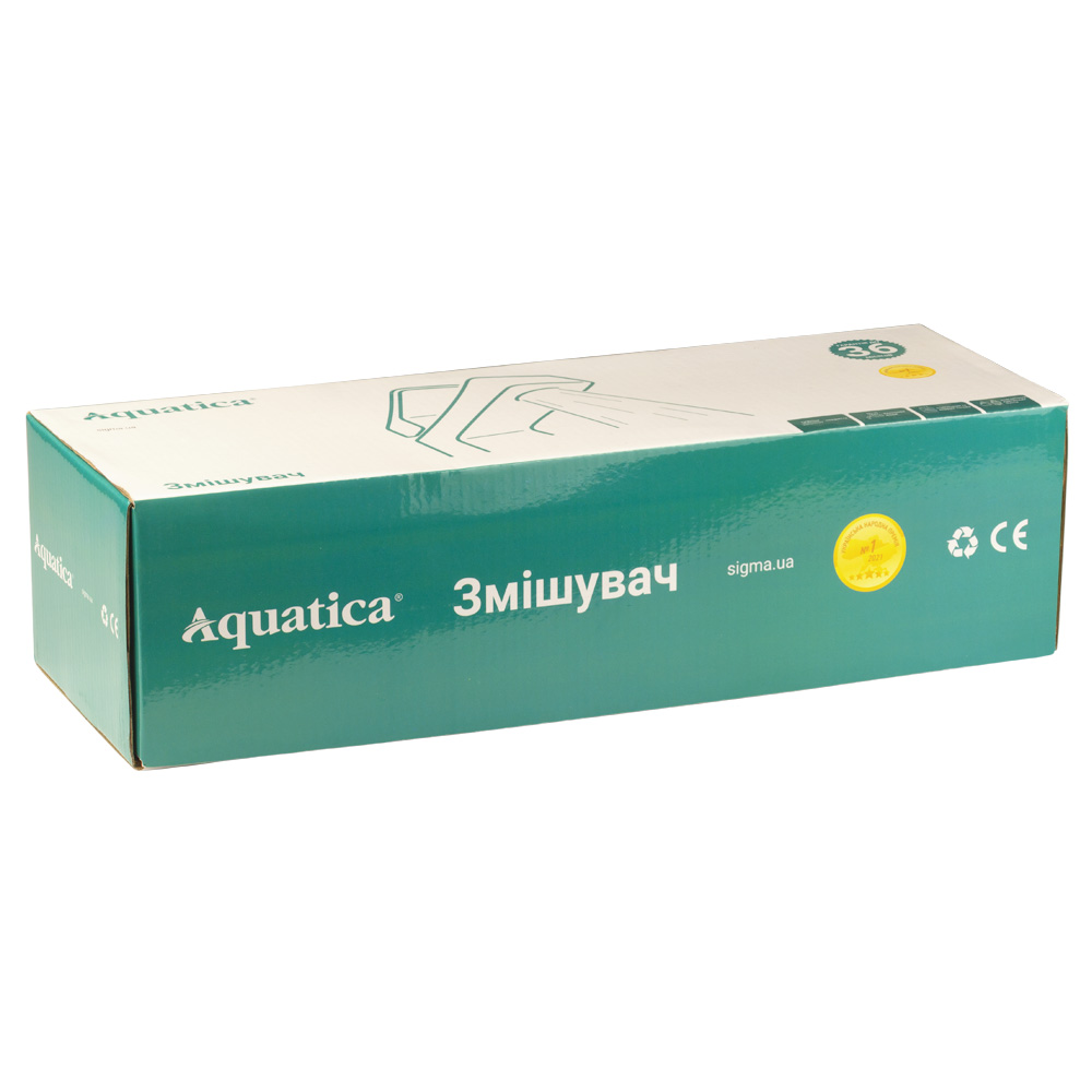 Смеситель для ванны Aquatica s31 прямой 350мм дивертор встроенный картриджный Ø35 мм