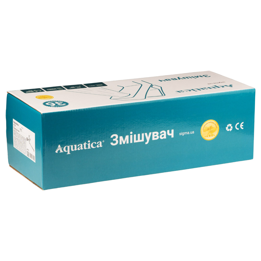 Змішувач для ванни Aquatica s37 прямий 350мм дивертор вбудований картриджний Ø35 мм