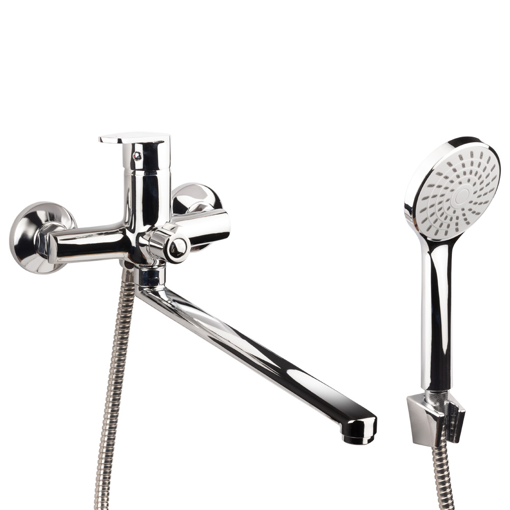 Змішувач для ванни Aquatica s37 прямий 350мм дивертор вбудований картриджний Ø35 мм