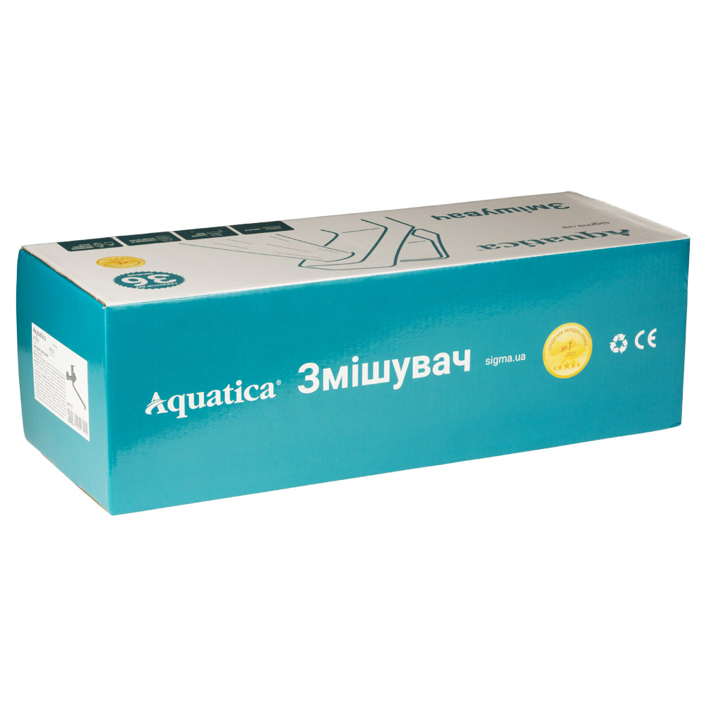Смеситель для ванны Aquatica s37 прямой 350мм дивертор встроенный картриджный (B) Ø35 мм