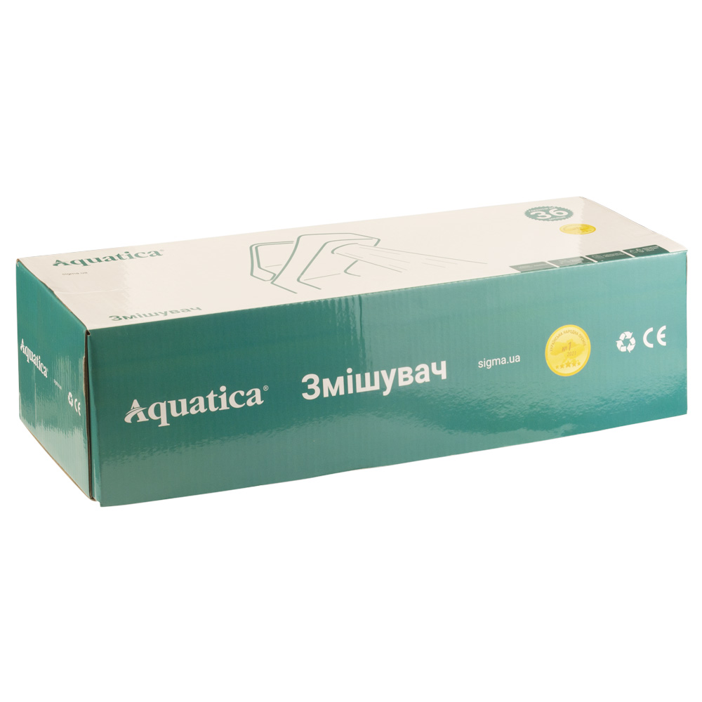 Смеситель для ванны Aquatica s55 излив прямой 350 мм дивертор встроенный картриджный Ø40 мм