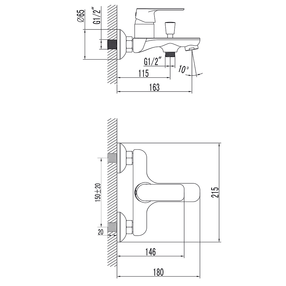 Змішувач для ванни Corso Bracciano литий Ø35 мм