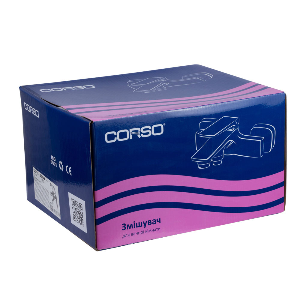 Змішувач для ванни Corso Brenta 1/2" вилив поворотний дивертор вбудований картриджний (K)