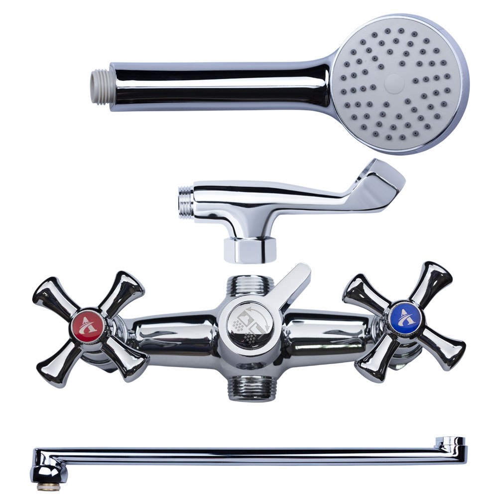 Змішувач для ванни Aquatica PL 1/2" вилив прямий 350мм дивертор вбудований картриджний