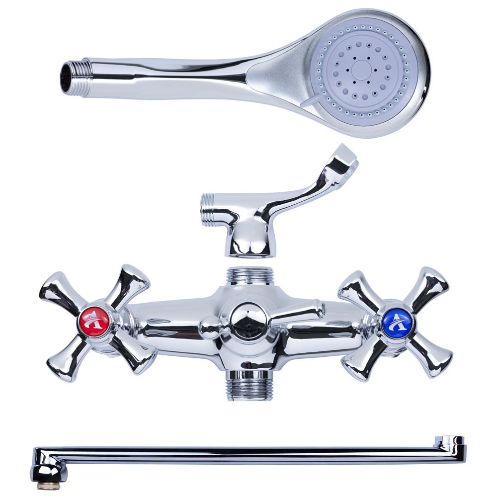 Змішувач для ванни Aquatica PL 1/2" вилив прямий 350мм дивертор вбудований кульовий