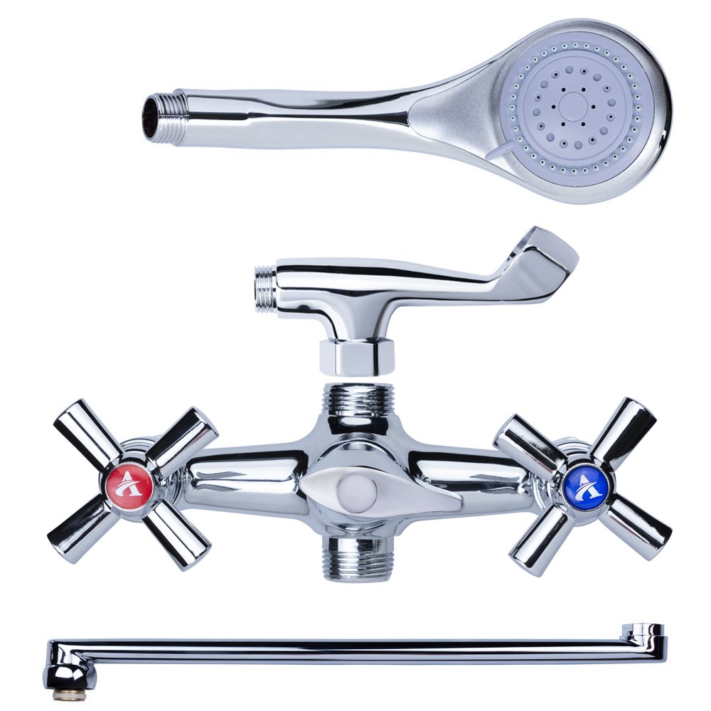 Змішувач для ванни Aquatica PM 1/2" вилив прямий 350мм дивертор вбудований картриджний