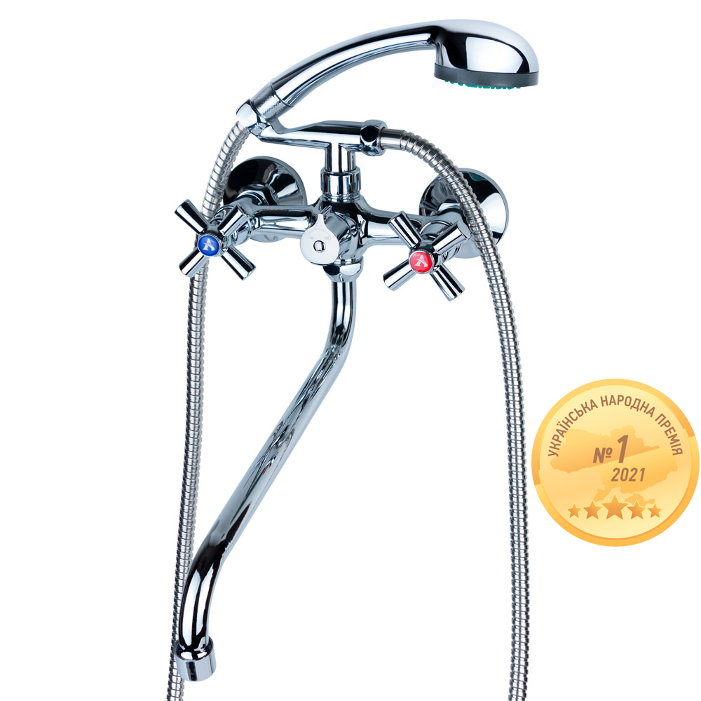 Змішувач для ванни Aquatica PM 1/2" вилив вигнутий дивертор вбудований картриджний