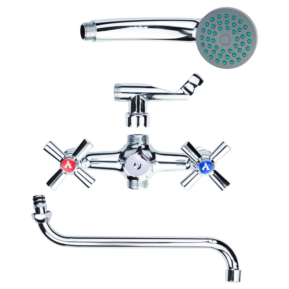 Змішувач для ванни Aquatica PM 1/2" вилив вигнутий дивертор вбудований картриджний