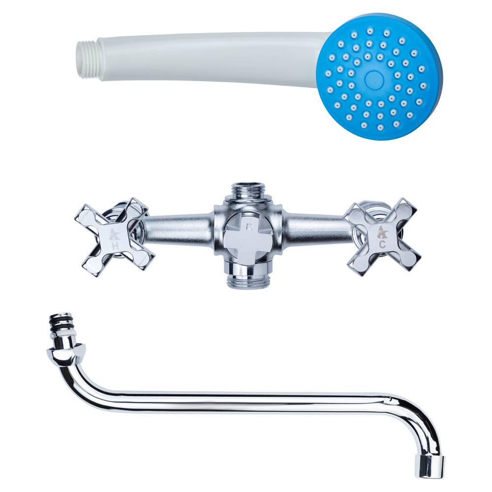 Змішувач для ванни Aquatica QN 1/2" вилив вигнутий дивертор вбудований кульовий