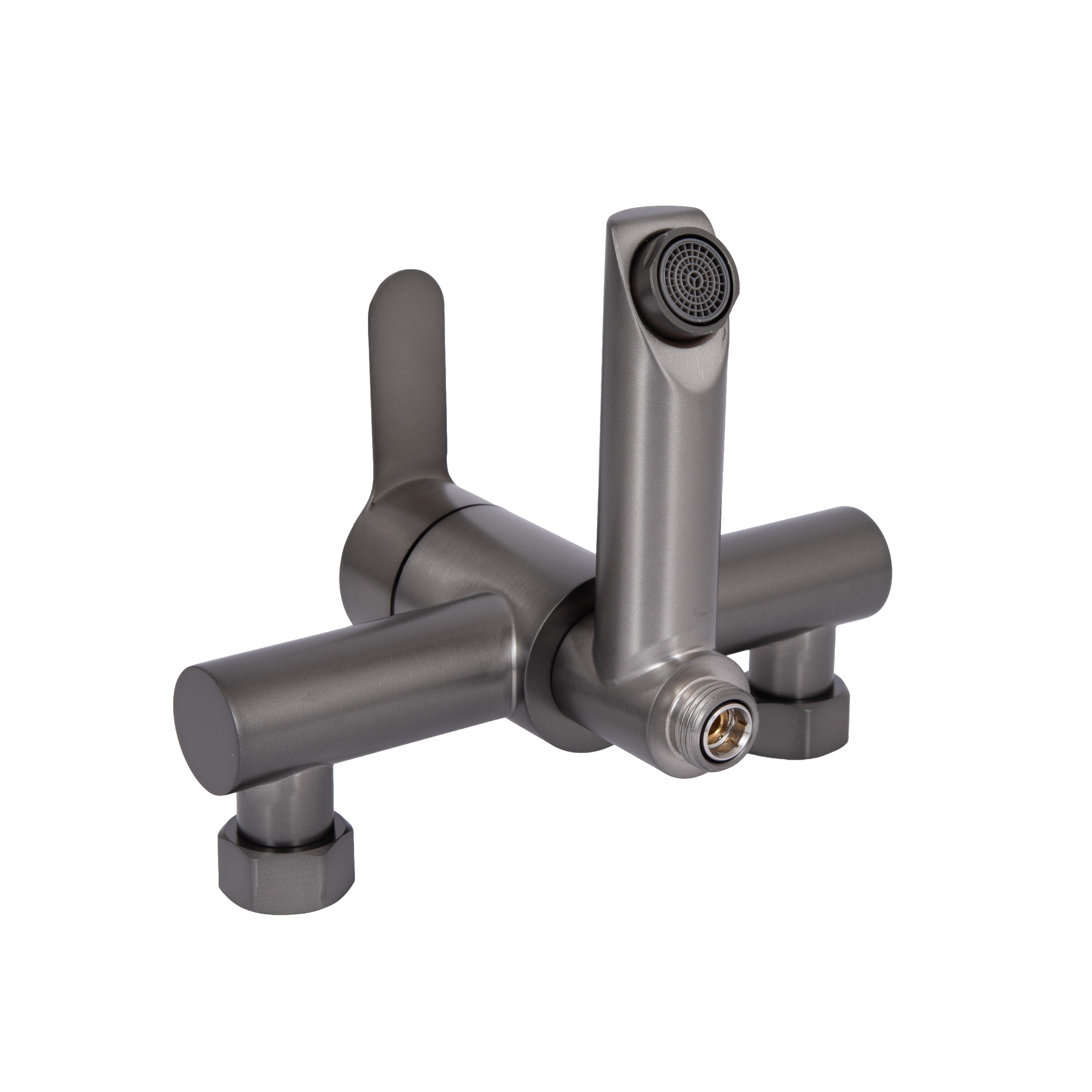 Змішувач для ванни Brinex Pure 006 з поворотним виливом (з душовим гарнітуром) Gunmetal Black (BRIPUR006GRP)