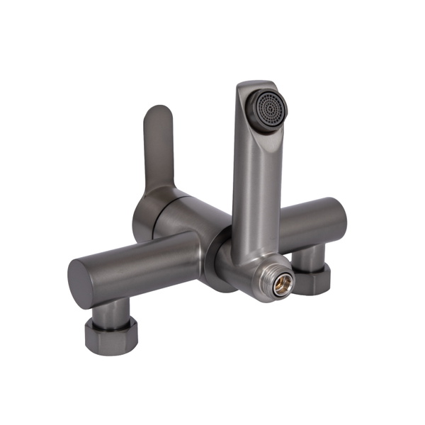 Змішувач для ванни Brinex Pure 006 з поворотним виливом (з душовим гарнітуром) Gunmetal Black (BRIPUR006GRP)